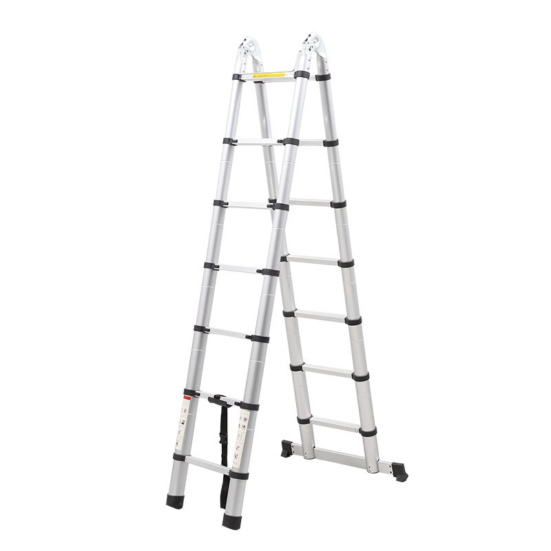 A Frame Aluminum Telescopic Extension Ladder w/Balance Bar