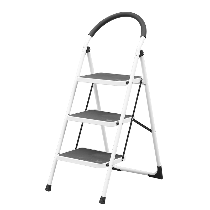 Folding Step Stool Ladder with Wide Anti-Slip Pedal Rubber Handle Feet Steel Ladder