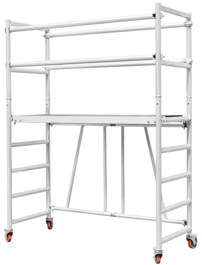 Mini Folding Aluminum Mobile Scaffold with Handrail Caster Wheels